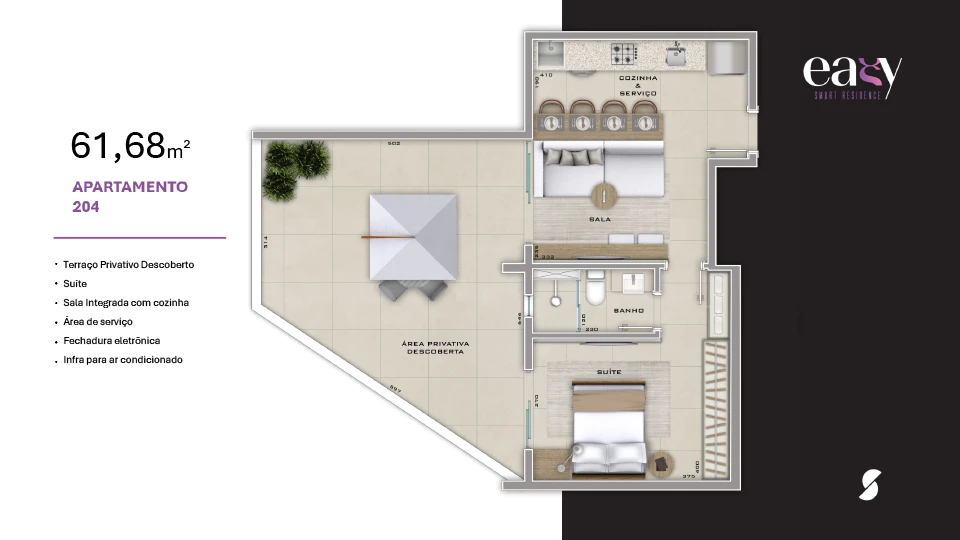 1 Quarto 61,68 m²
