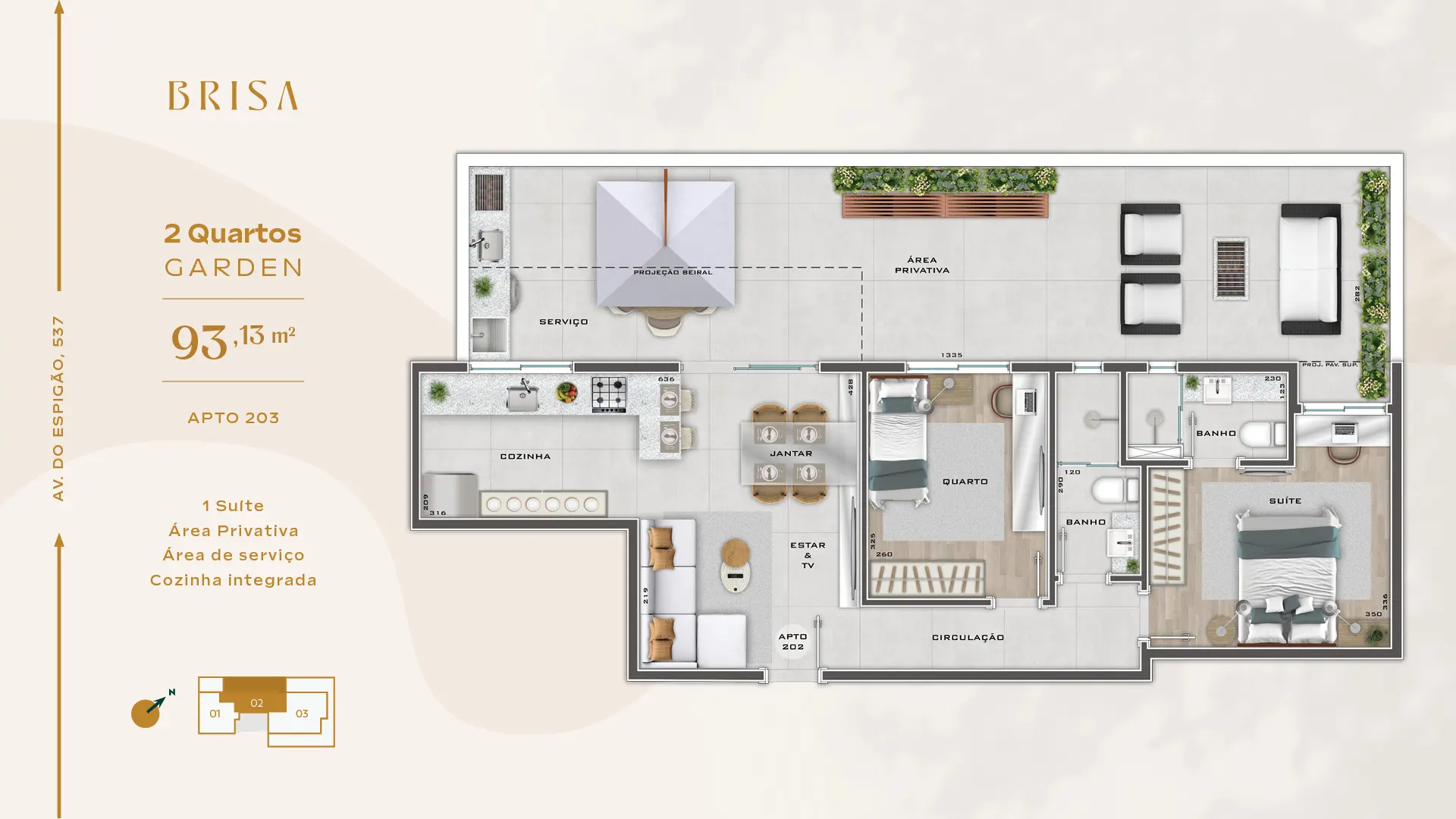 2 Quartos Garden - 93,13m²